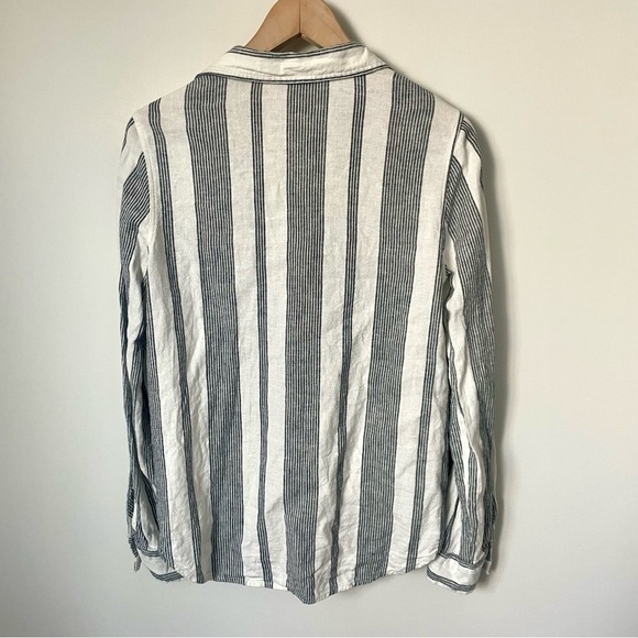 Orvis Linen Blend Striped Button Down Top - Picture 6 of 11